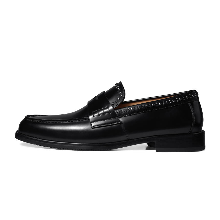 THOM WILLS Top Grain Cow Leather Loafers Men's Black