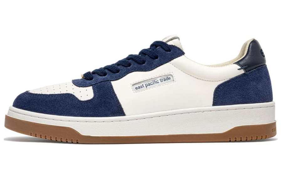 East Pacific Trade Leather Low top Skateboard Shoes Unisex White Blue