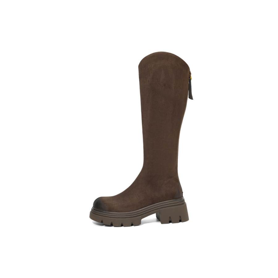 BELLE Knee High Boots Women's Coffee/Black