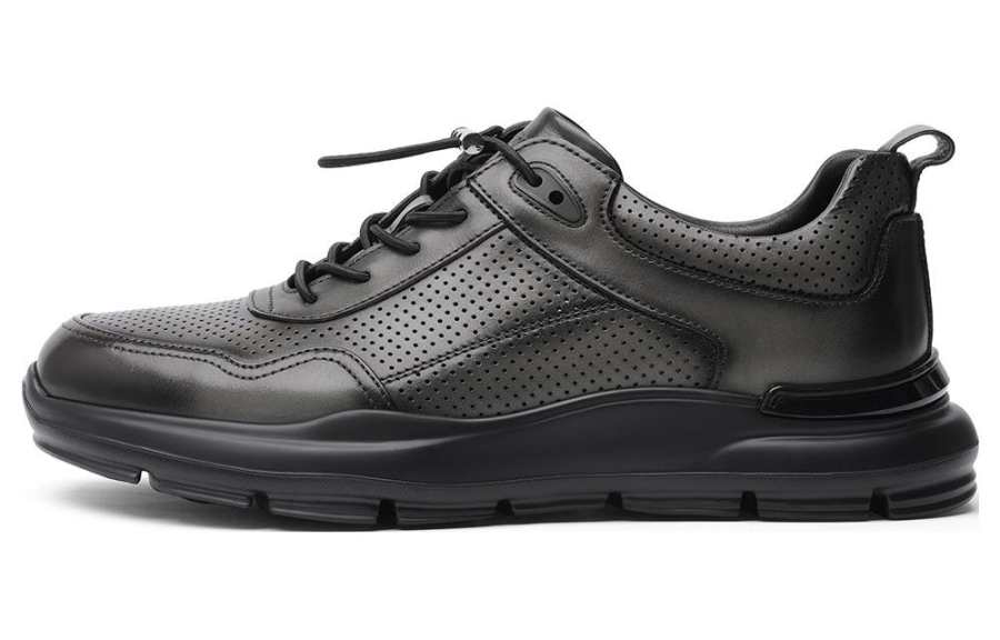 CROWN CROWN Leather Low top Casual Shoes Men's Black