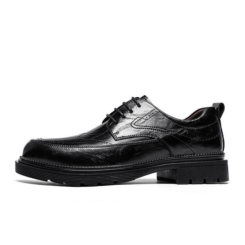 G.N.SHIJIA Casual Leather Shoes Men's Low Top Black