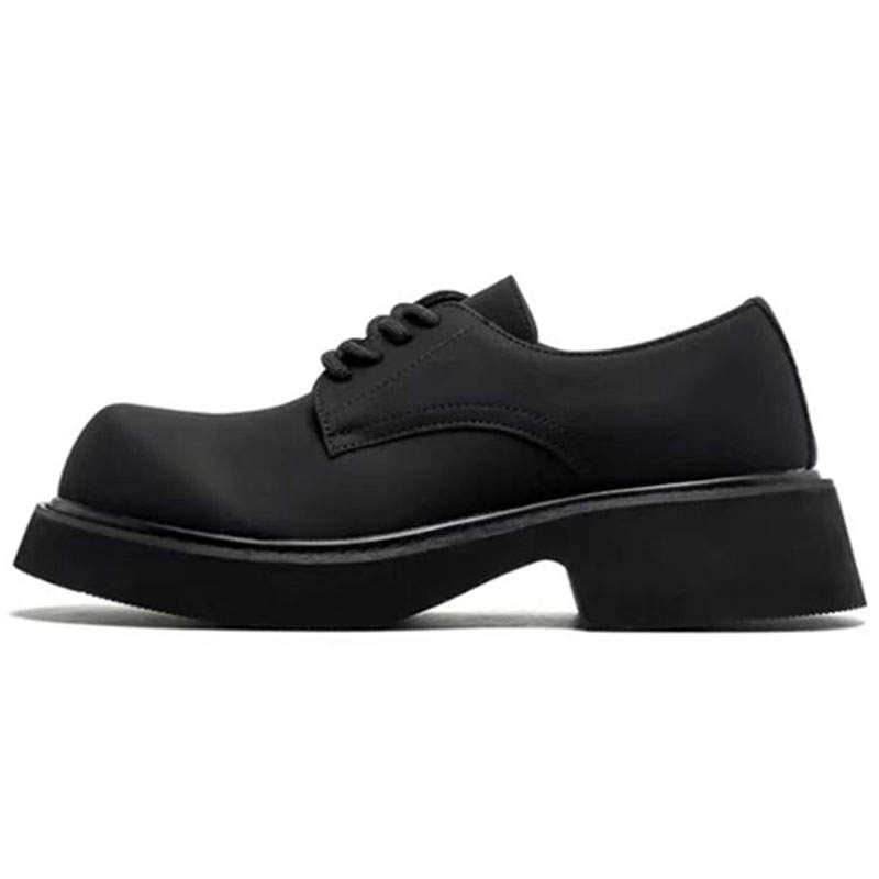 BAILUNHAN Microfiber Leather Low top Casual Leather Shoes Unisex Black