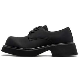 BAILUNHAN Microfiber Leather Low top Casual Leather Shoes Unisex Black