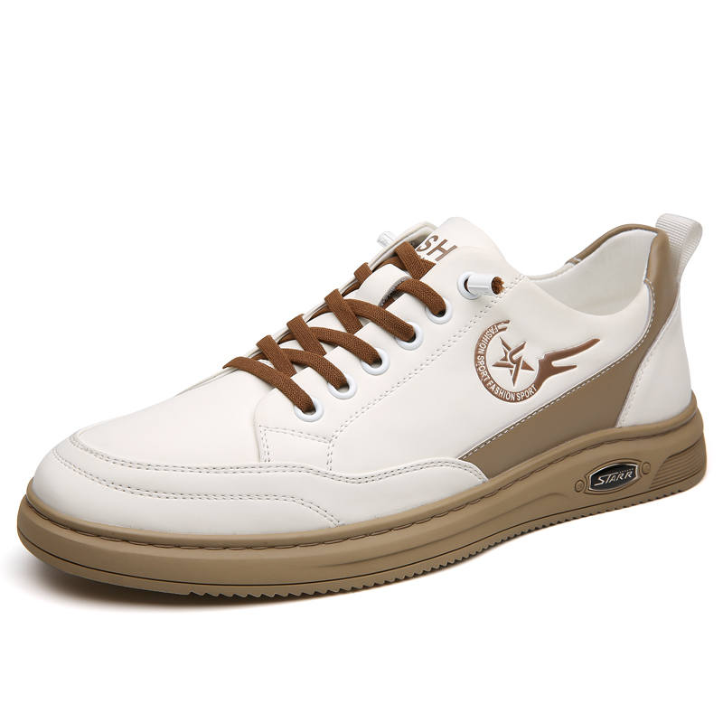 POPULAR ROUSE PR Microfiber Leather Abrasion Resistant Lightweight Slip Resistant Low top Skateboard Shoes Men's White