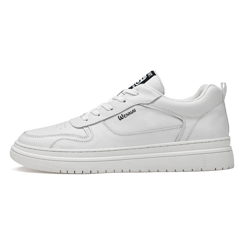 WENNAI Top Grain Cow Leather Abrasion Resistant Abrasion Resistant Low top Skateboard Shoes Men's White