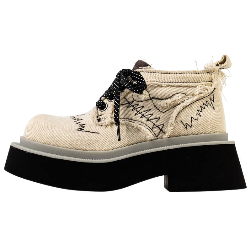 MIAOLV Denim Combat Boots 6.5cm Women's