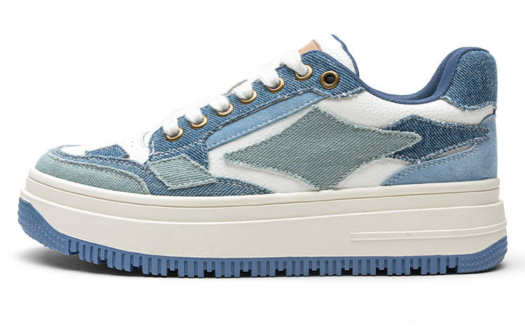 TOOMANYSHOES Denim Patch Low top Skateboard Shoes 4.5cm Women's
