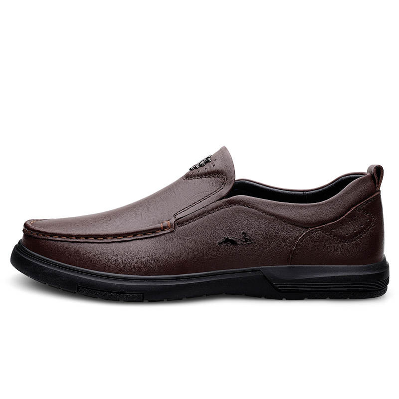 YINGLUNQISHI Top Grain Cow Leather Men's Casual Shoes Men's Brown