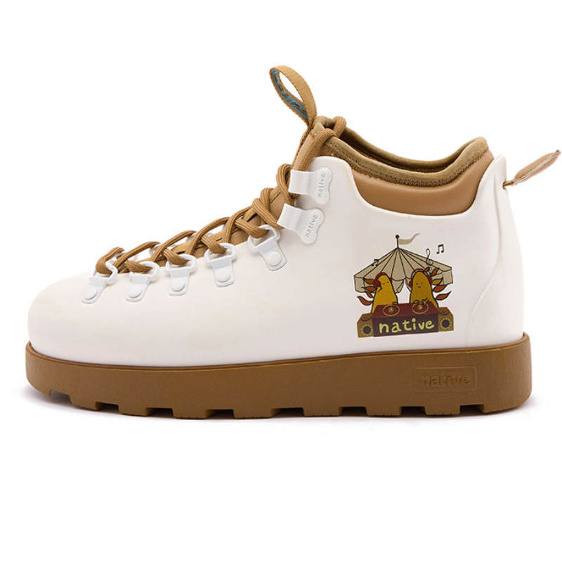 Native Shoes TIA X Native Shoes Fitzsimmons Short Combat Boots Unisex White Brown