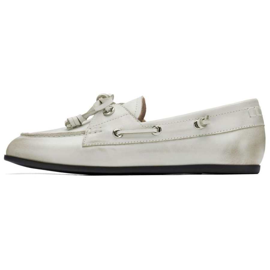73Hours 73Hours Small Sugar Beans Cow Split Leather Loafers Women's White