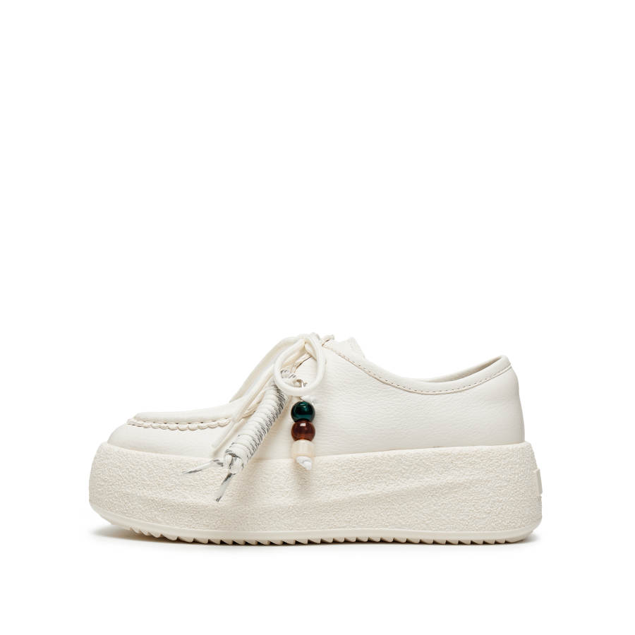Staccato Lava Toast Cow Leather Casual Shoes Women's Cream White
