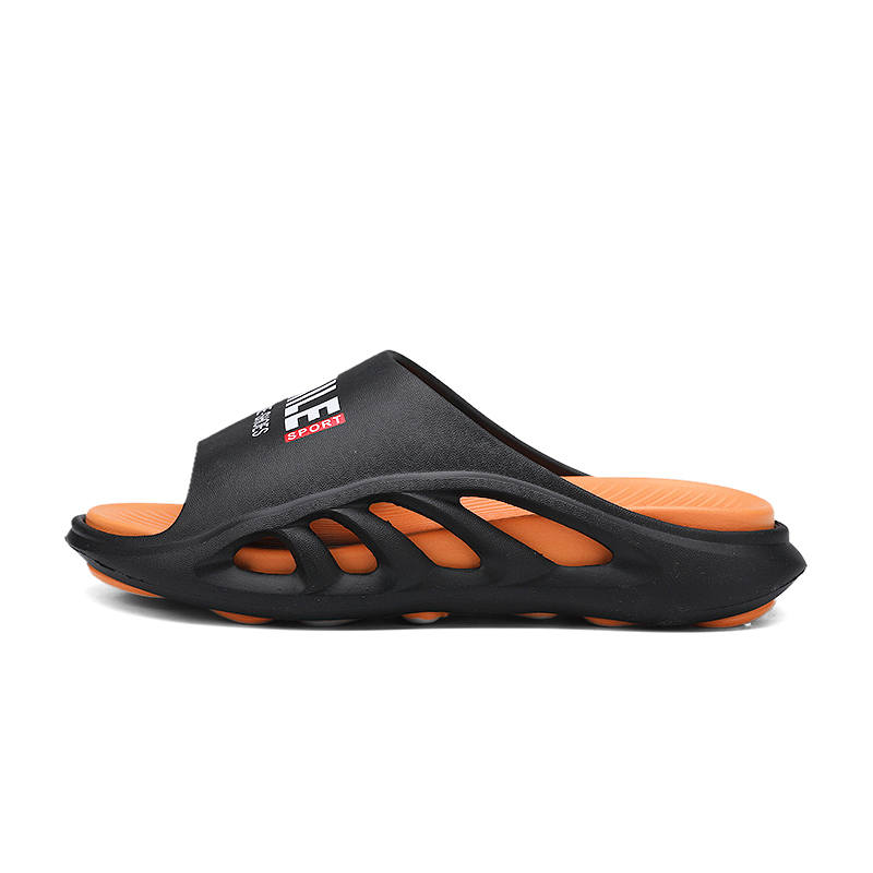 YINGLUNQISHI Slide Slippers Men's Black Orange