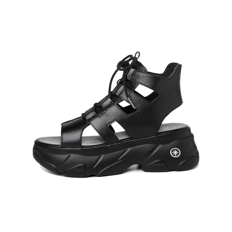 GUQITIANLUN GuQiheAven Top Grain Cow Leather Roman Sandals Platform Women's