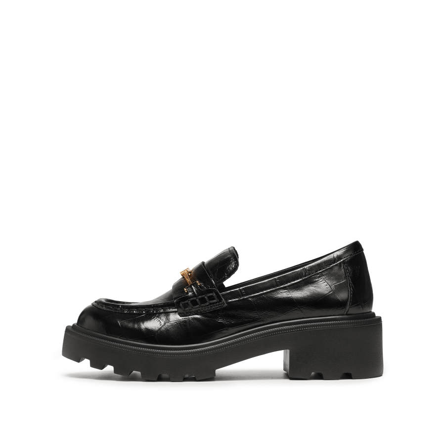 Staccato Obsidian Jazz Cow Leather Loafers Women's