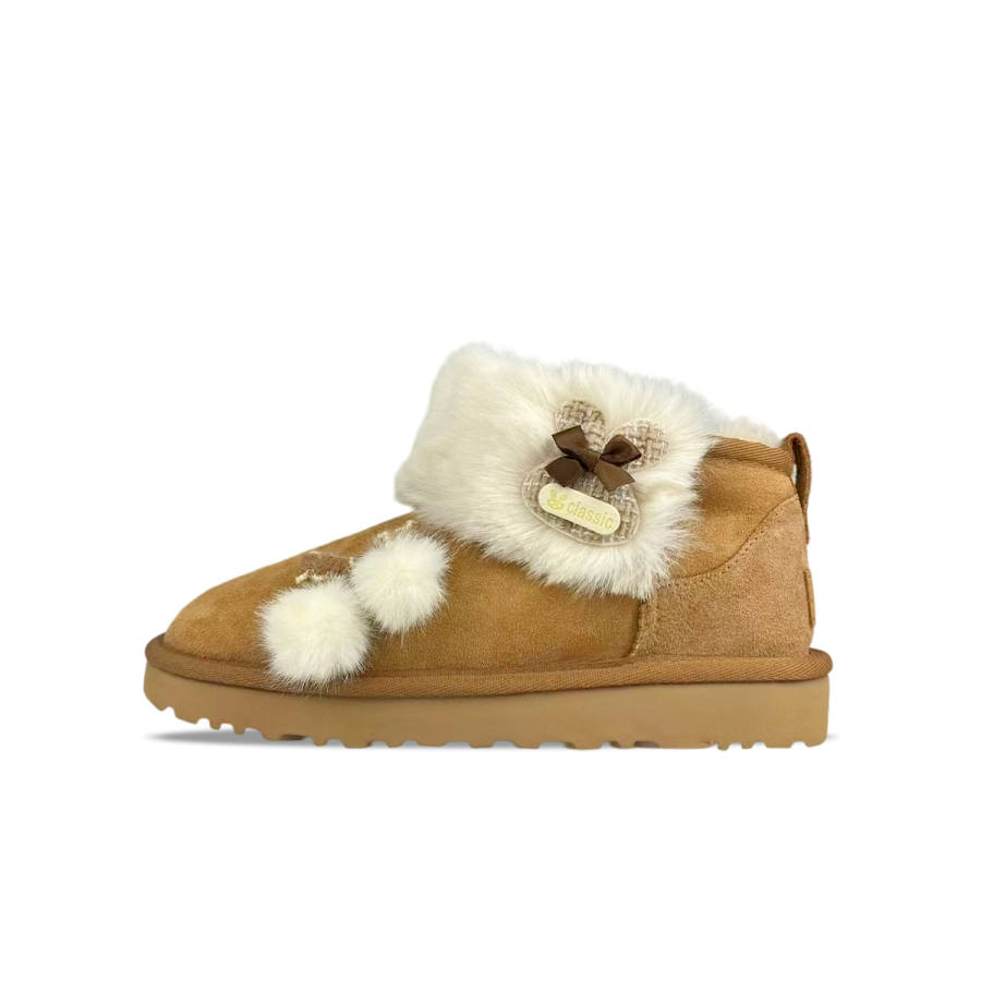 UGG CLASSIC ULTRA MINI Sheepskin Short Snow Boots Women's Chestnut