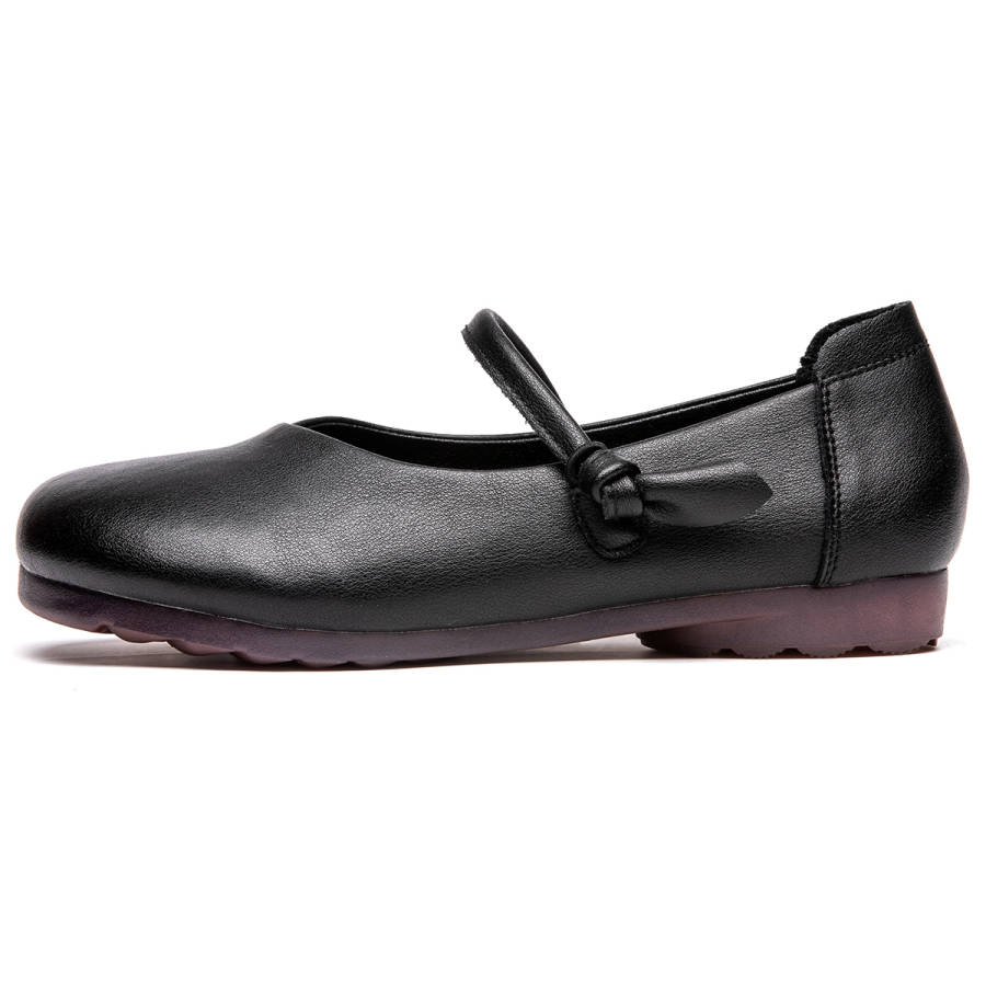 KANGLINIAO Cow Split Leather Flat Mary Jane Shoes 2cm Women's