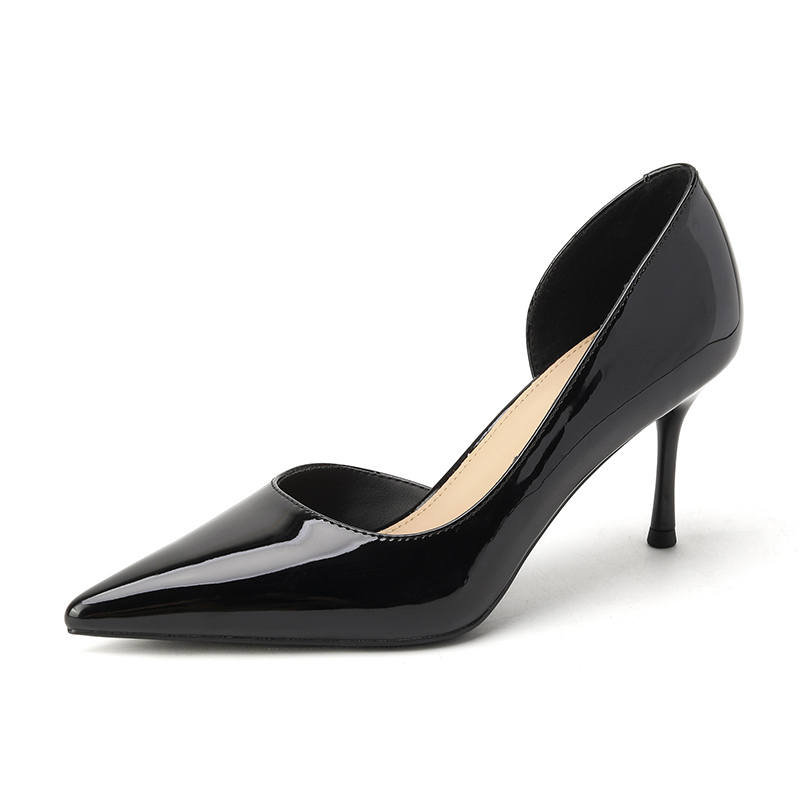 Zubumei Patent Leather Slim Heel High Heels 7.5cm Women's Black