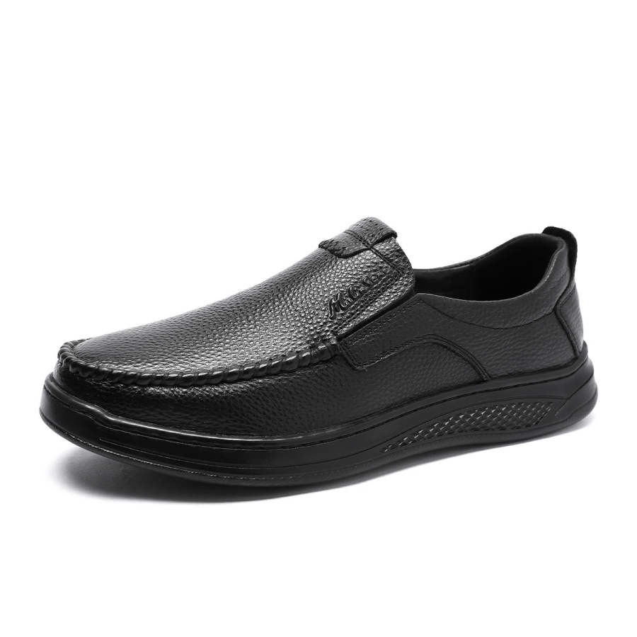 Mulinsen Casual Leather Shoes Men's Low Top Khaki