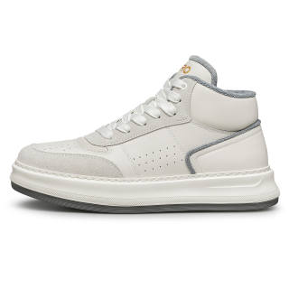 ZRO Top Grain Cow Leather High top Skateboard Shoes Men's White