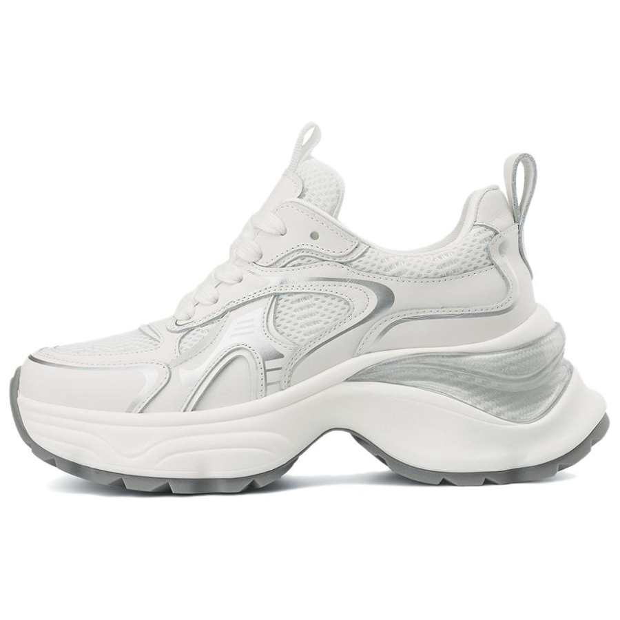 Rosa Bianca Cow Leather Low top Chunky Sneakers Women's White