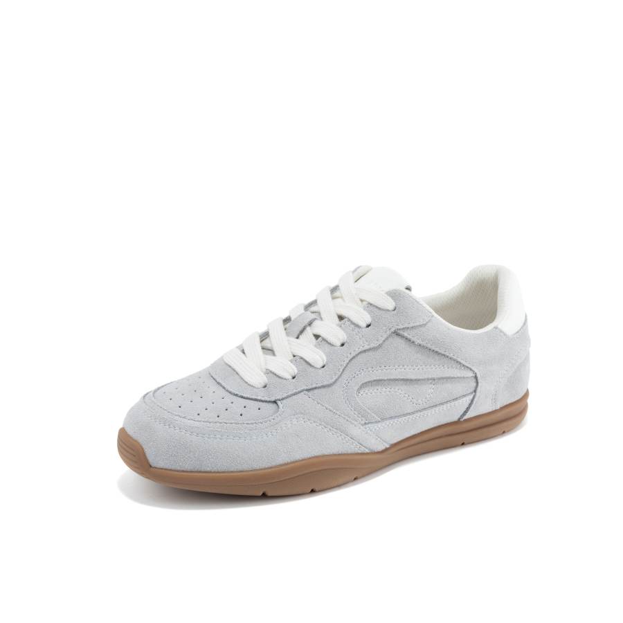 AOKANG Cow Split Leather Low top Casual Shoes Women's Gray