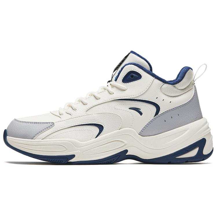 Anta Cross Trendy Versatile, Fleece Lined Slip Resistant Thermal Low top Casual Shoes Men's White Gray Blue