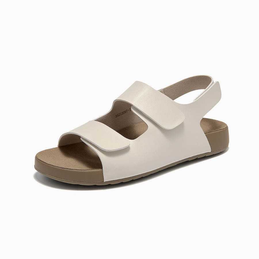 GEMEIQ Synthetic Leather One Strap Sandals Women's Ecru