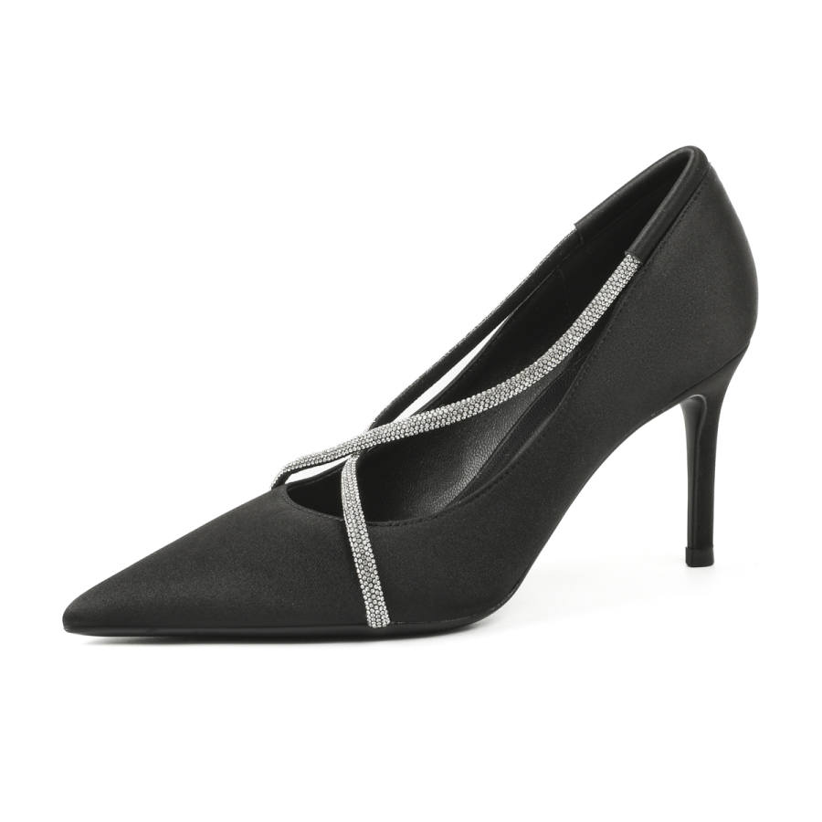 Bamiti Slim Heel High Heels 8cm Women's Black/Apricot