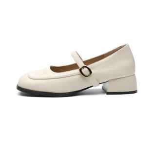 ABIDJAN Synthetic Leather Chunky Heel Mary Jane Shoes Women's