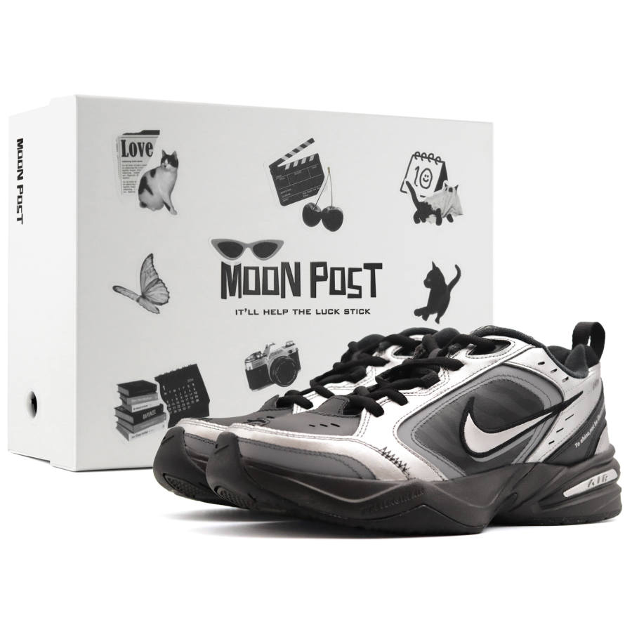 Nike Nike Air Monarch 4 Obsidian Box Abrasion Resistant Abrasion Resistant Low top Chunky Sneakers Unisex Black Silver