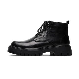 SHUILIXING Microfiber Leather Short Combat Boots Men's Black