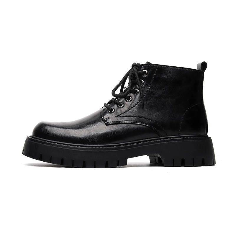 SHUILIXING Microfiber Leather Short Combat Boots Men's Black