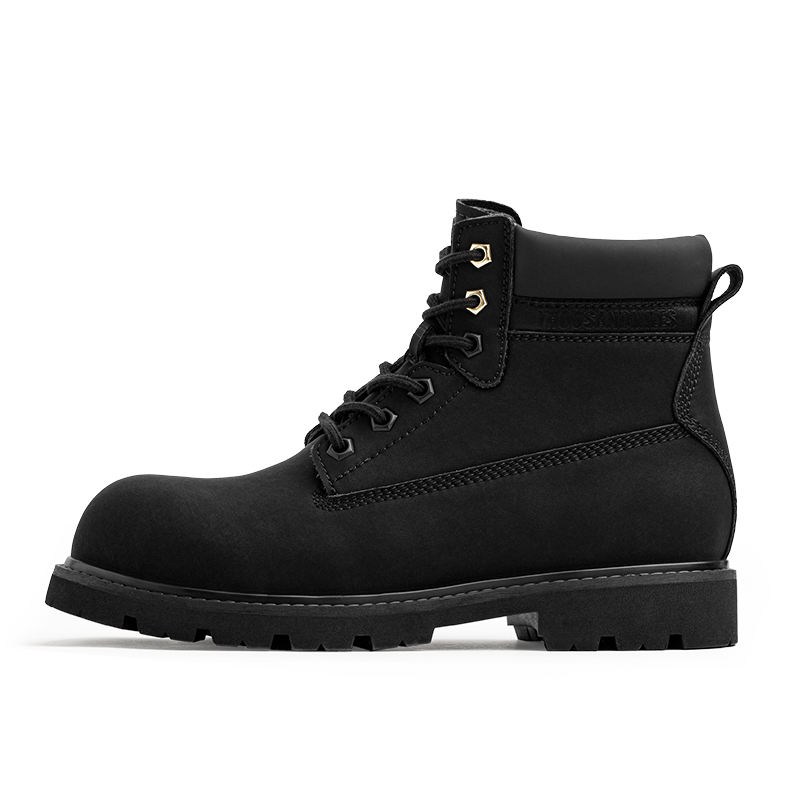 MADEN Yellow Boots Crew Combat Boots Men's Black