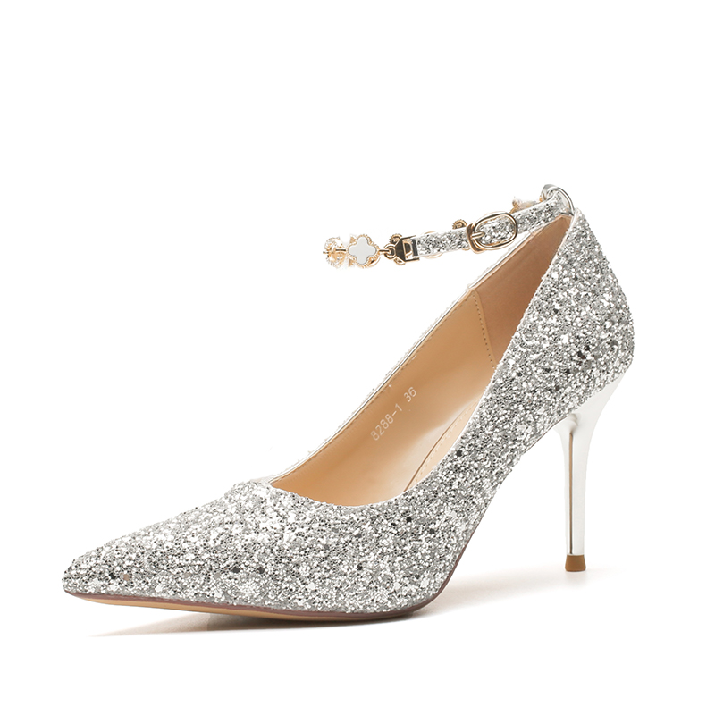 YAFEI XUANYU Pu Slim Heel High Heels 6CM Women's Silver