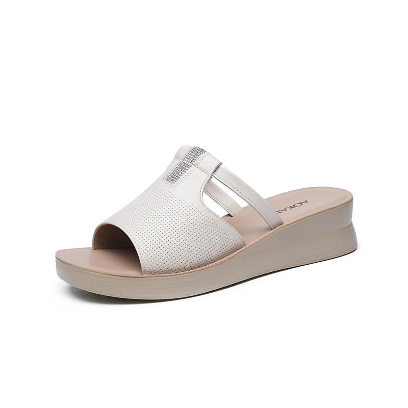 AOKANG Quick Dry Slide Slippers Women's Ecru