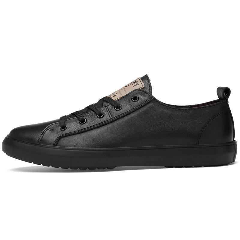 YINGLUNQISHI Top Grain Cow Leather Casual Shoes Men's Black