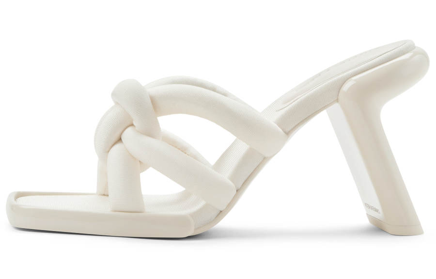 CHARLES&KEITH Composite Sole Slide Slippers Women's Chalk White/Black Textured/Orange