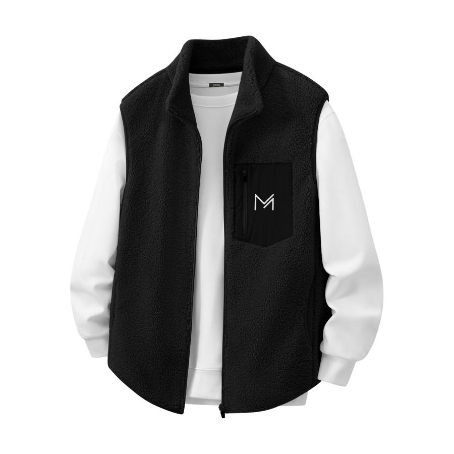 MINISO Vests Unisex Stand Collar Thickened And Fleece Lined Knitted Fabric