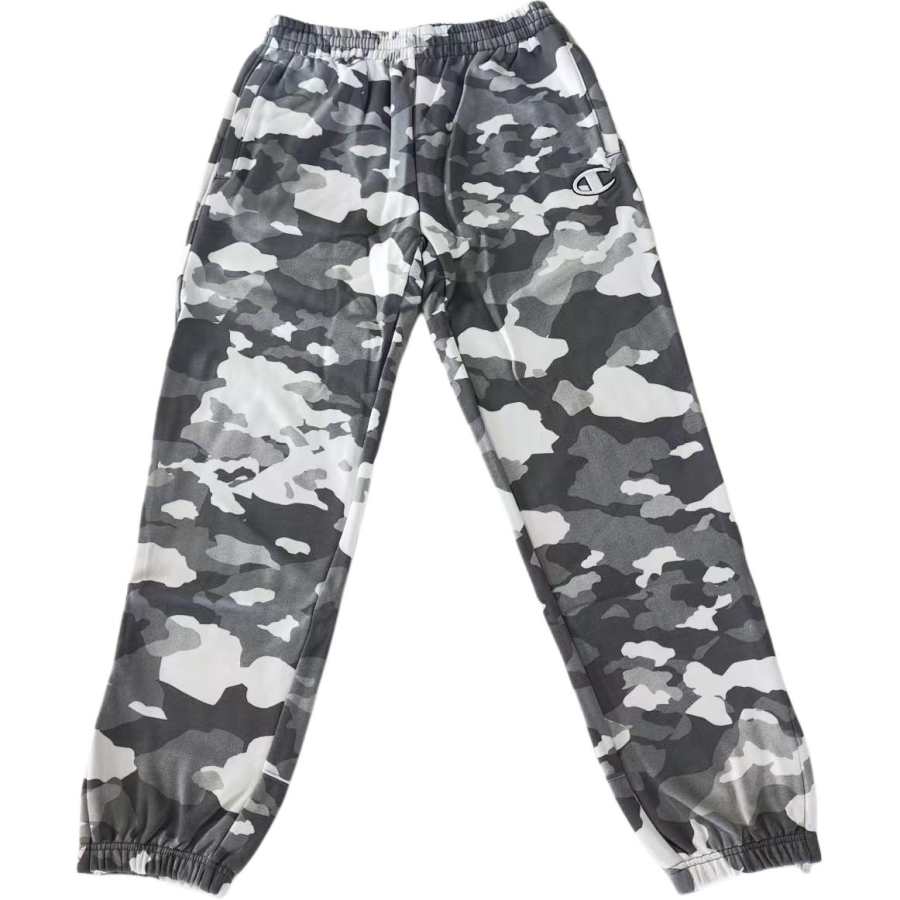 Champion Skin Friendly Thermal Fleece Lined Cuffed Casual Pants Unisex White Gray Camouflage