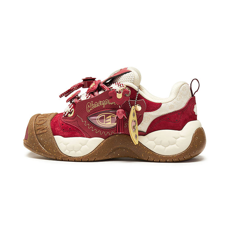 Champion Abrasion Resistant Height Increasing Low top Skateboard Shoes Women's New Year Red