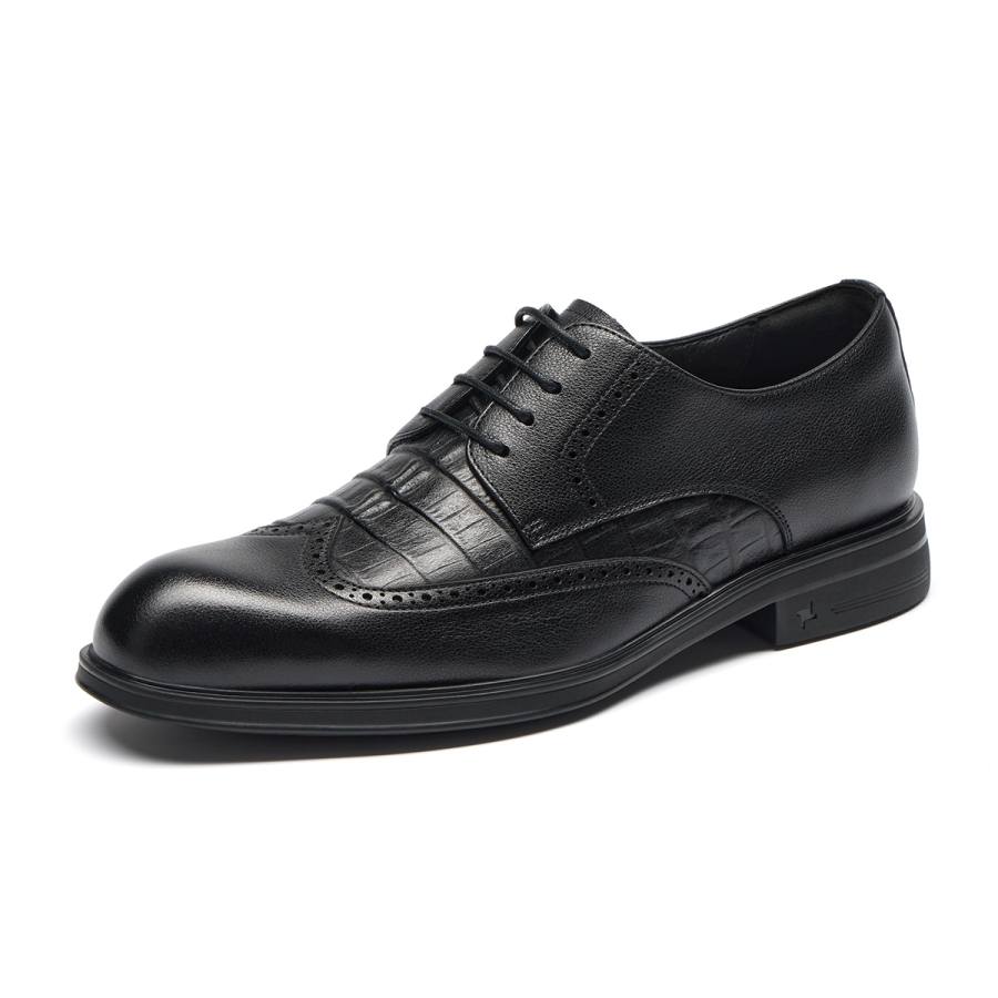 SEVEN Cow Leather Dress Shoes Men's Black