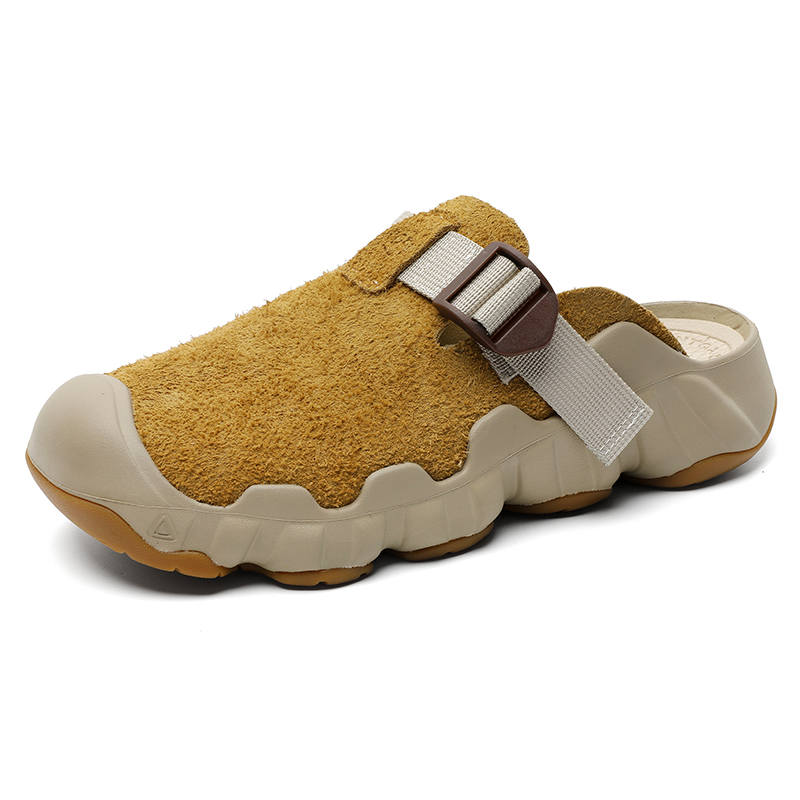 MPZY Odor Resistant Odor Resistant Closed Toe Slippers Unisex Yellow Brown