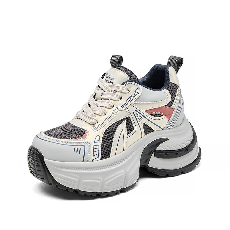 POOQ Cow Split Leather Low top Chunky Sneakers Women's