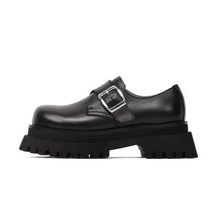 MIBU Top Grain Cow Leather Casual Leather Shoes Unisex Black