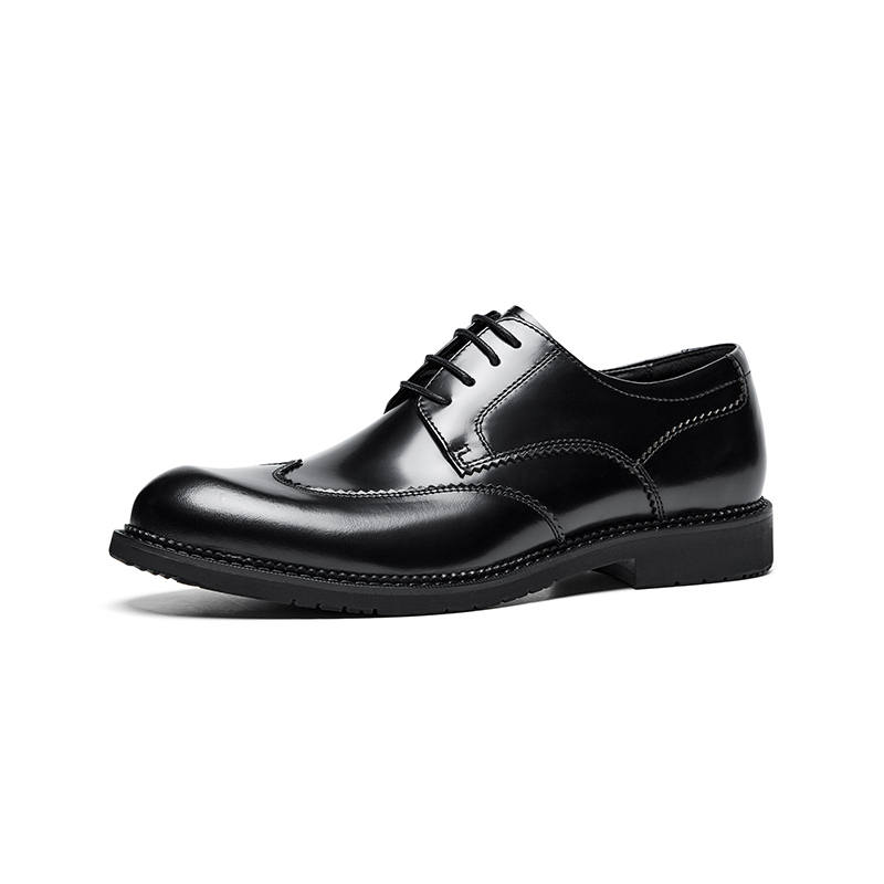 Hautton Jeans Top Grain Cow Leather Dress Shoes Men's Black