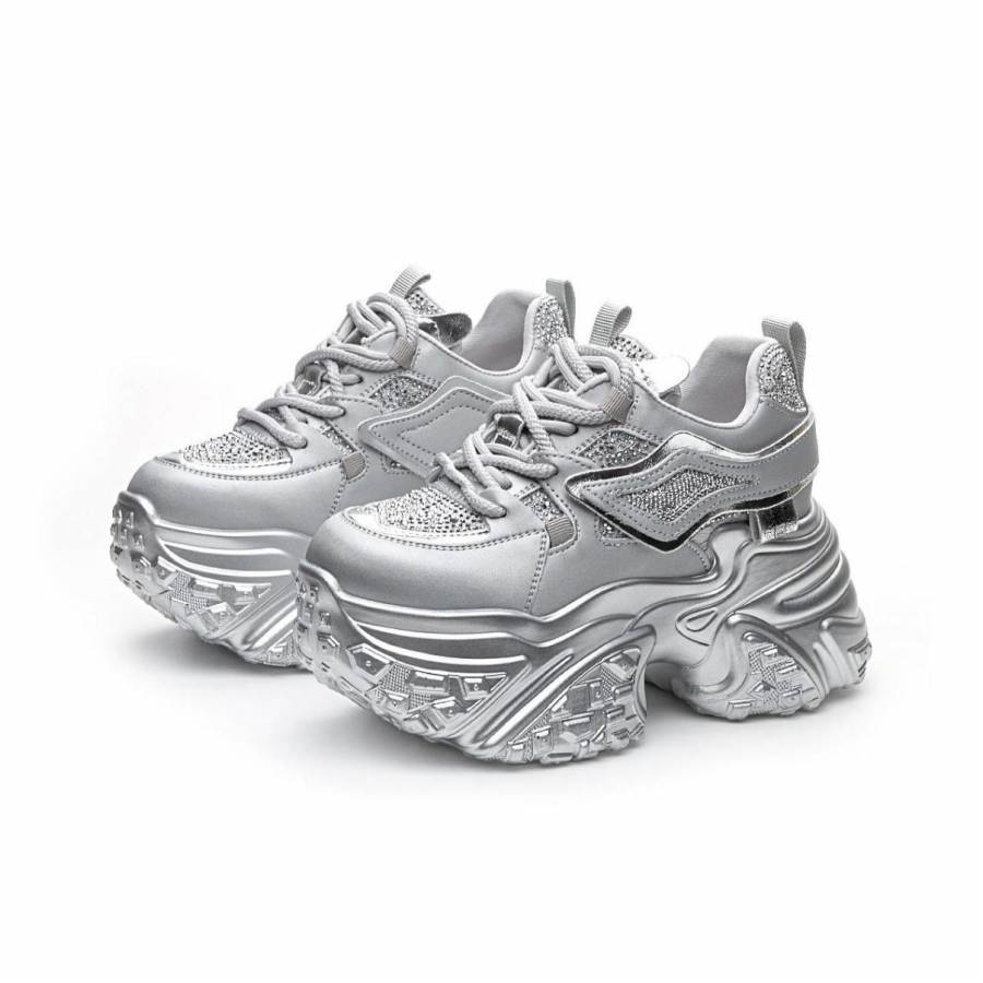 SHUMO Low top Chunky Sneakers Women's Silver