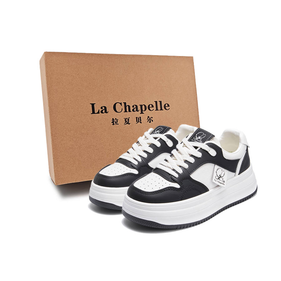 La Chapelle Anti Slip Wear Resistant Low Top Skateboard Shoes Women's White Black