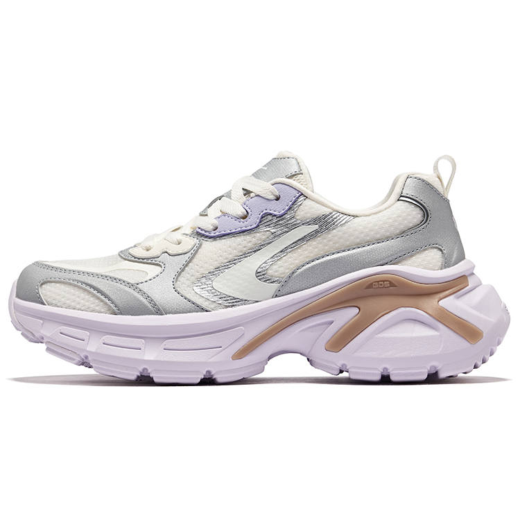 Erke Wear resistant And Lightweight Low top Casual Shoes Women's Microcrystal White Bright Silver