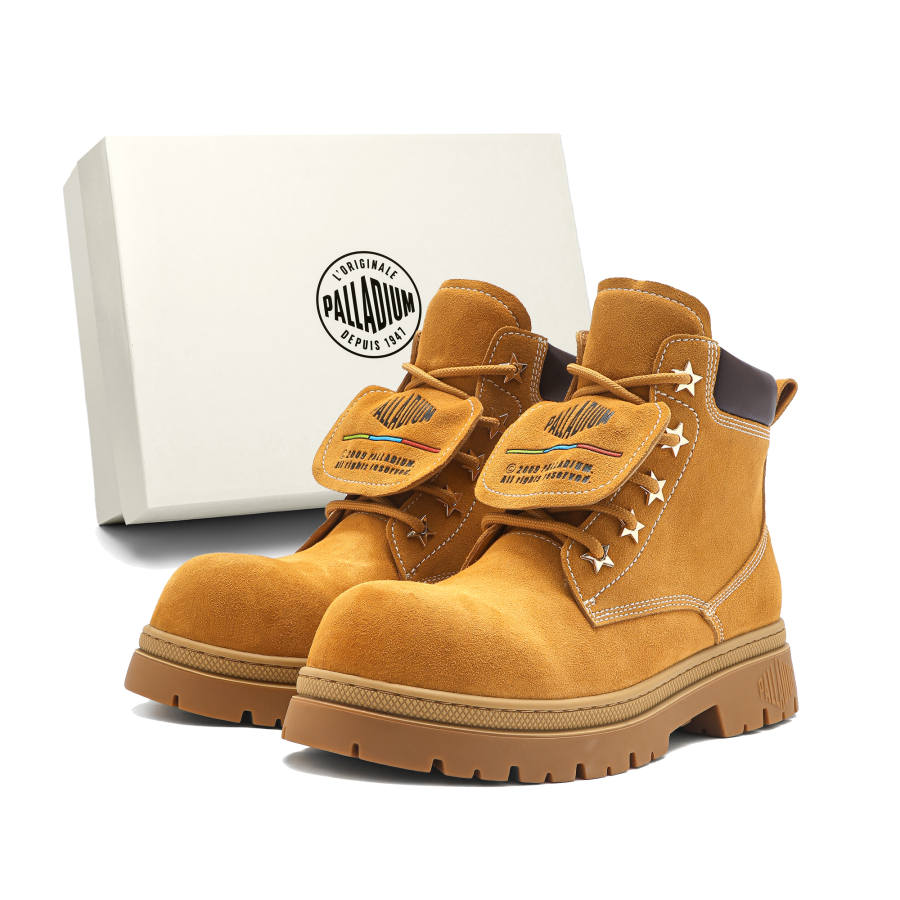Palladium Combat Boots Unisex Brown Yellow, Khaki, Dark Brown