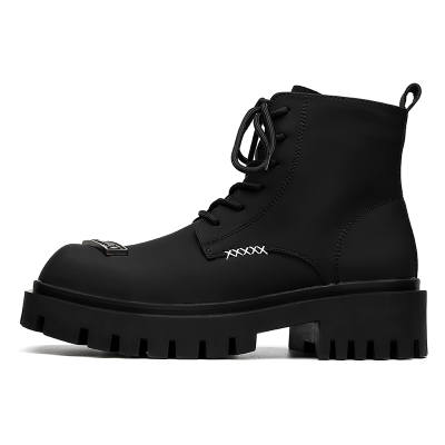 Dounkol Get Cool Microfiber Leather Short Combat Boots 5cm Men's Black